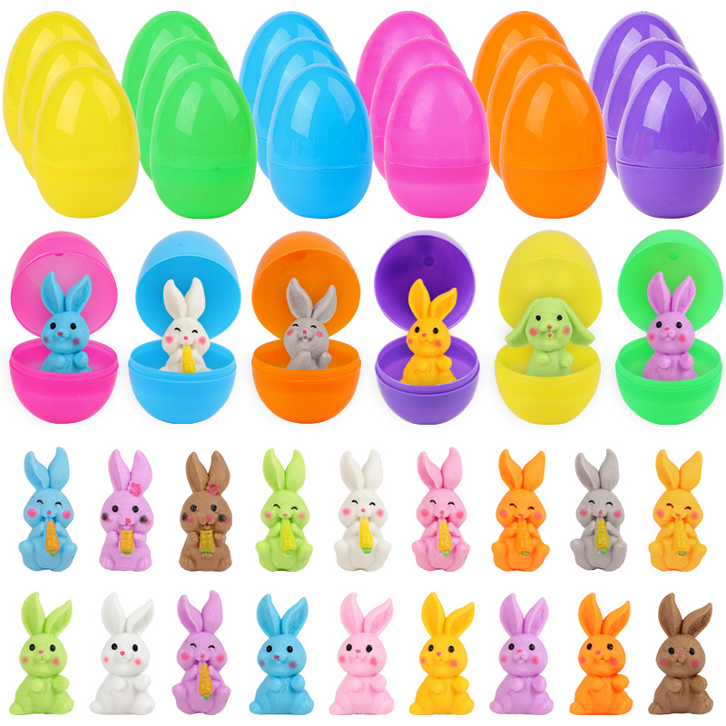 Party Games No Supplies - 24Pcs Easter Egg With Rabbit Figure
