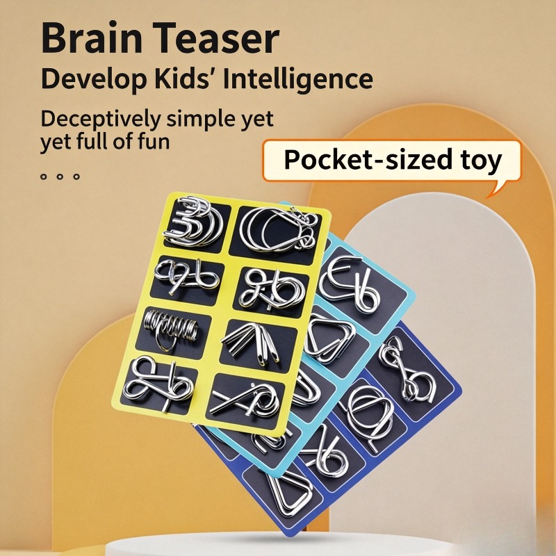 Party Games Quiz - 8 Pieces Metal Puzzle Set Classic