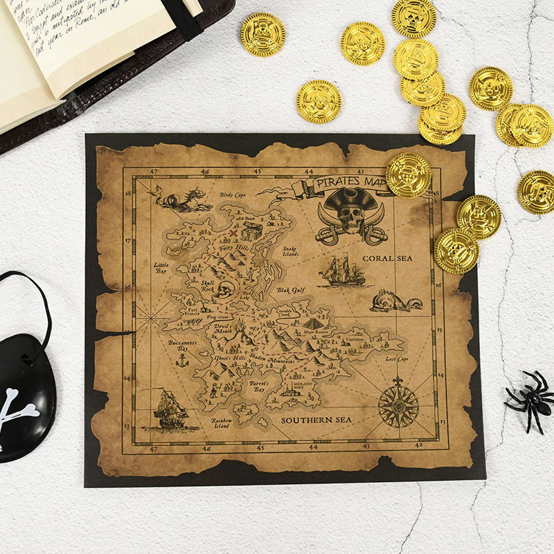 Party Games No Supplies - Pirate Adventure Treasure Hunt Map Retro