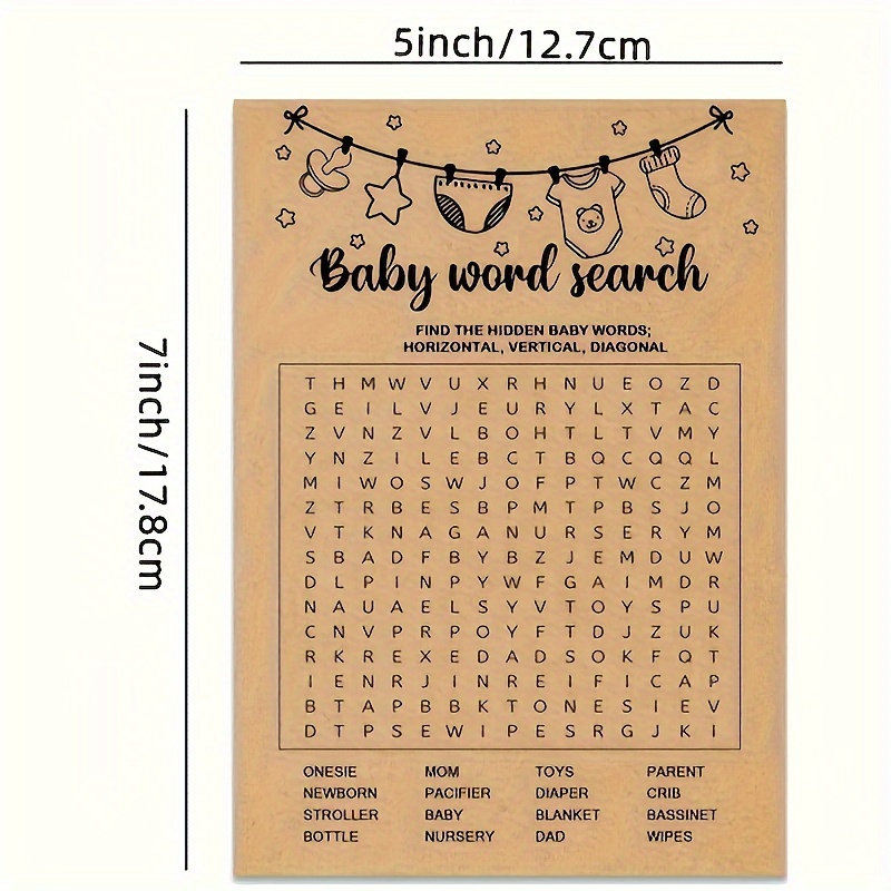 Baby Shower Game, Word Search  - огляд і ціна Party Games No Supplies